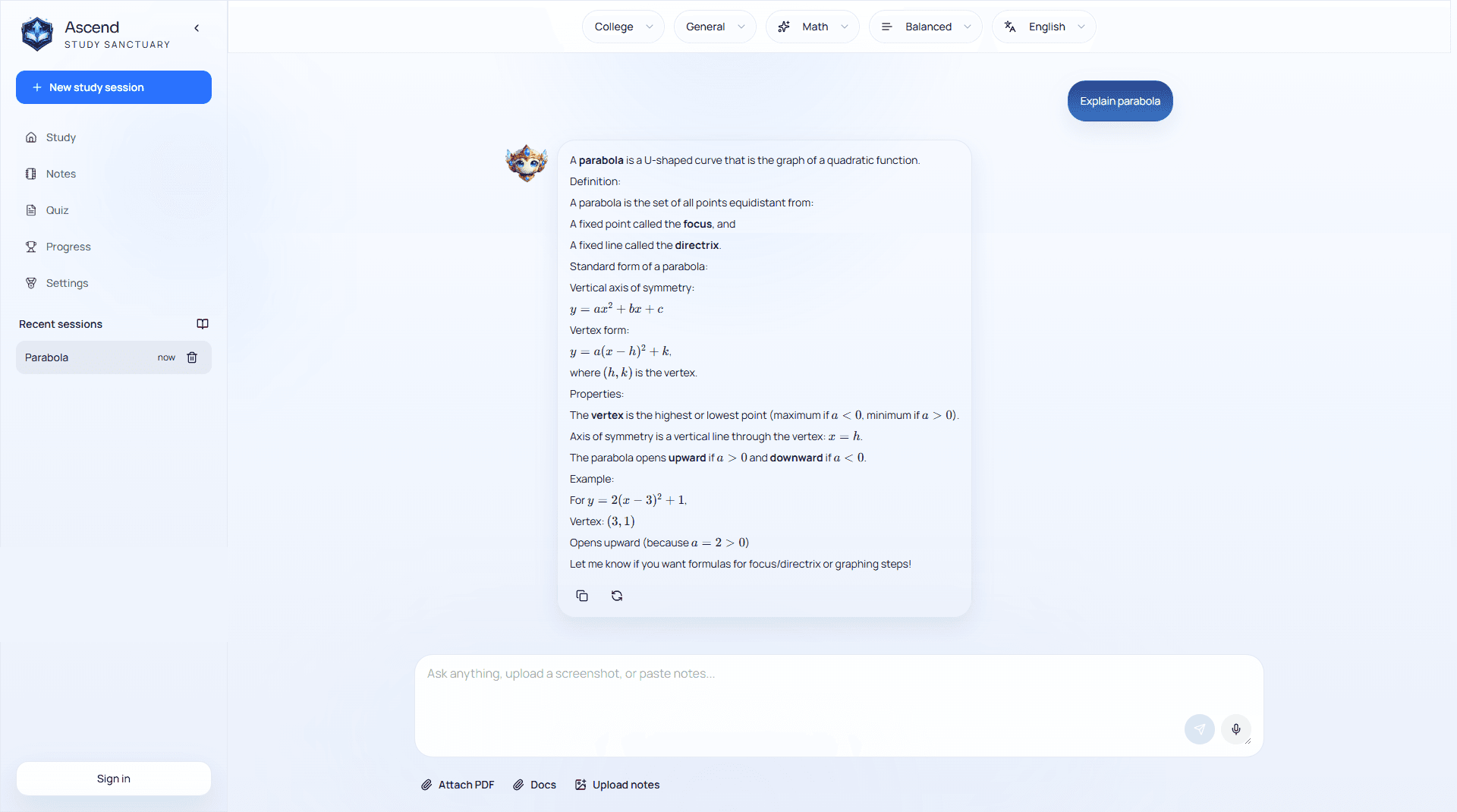 Ascend workspace preview (light mode)